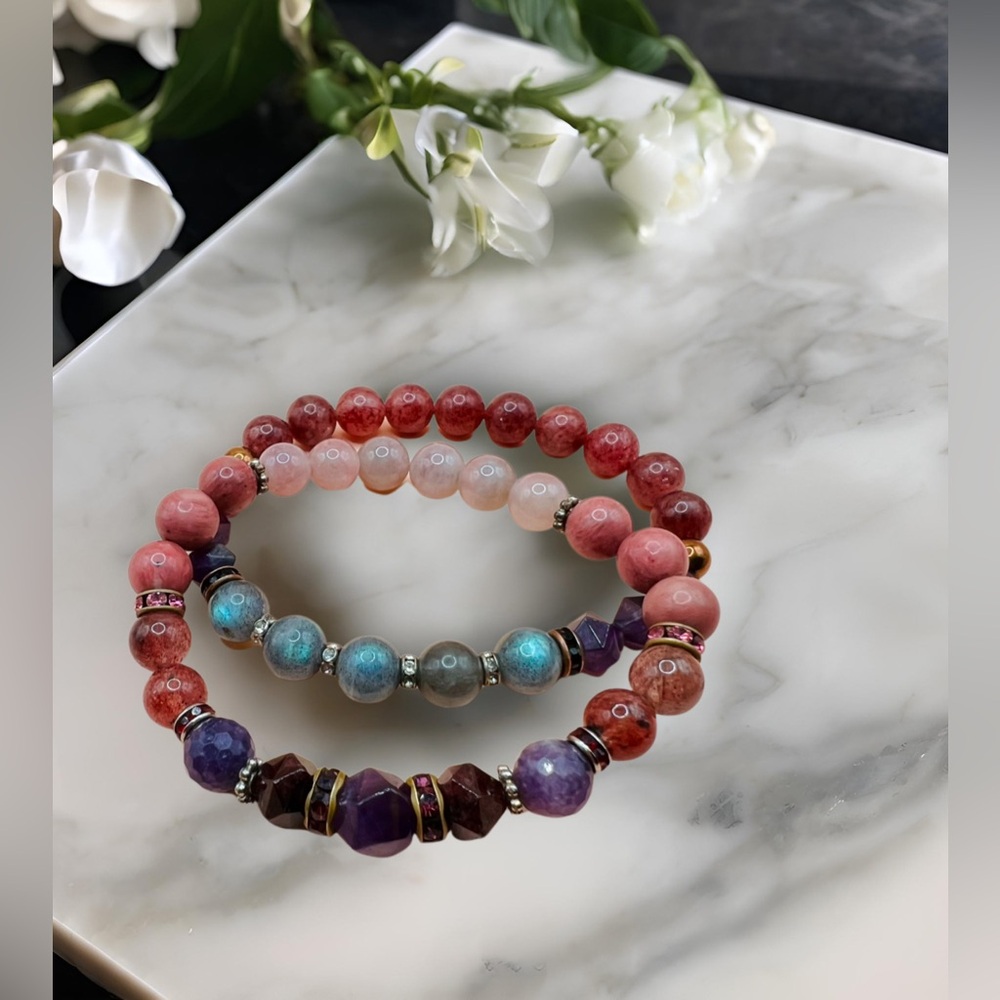Aphrodite Gemstone Beaded Bracelet set